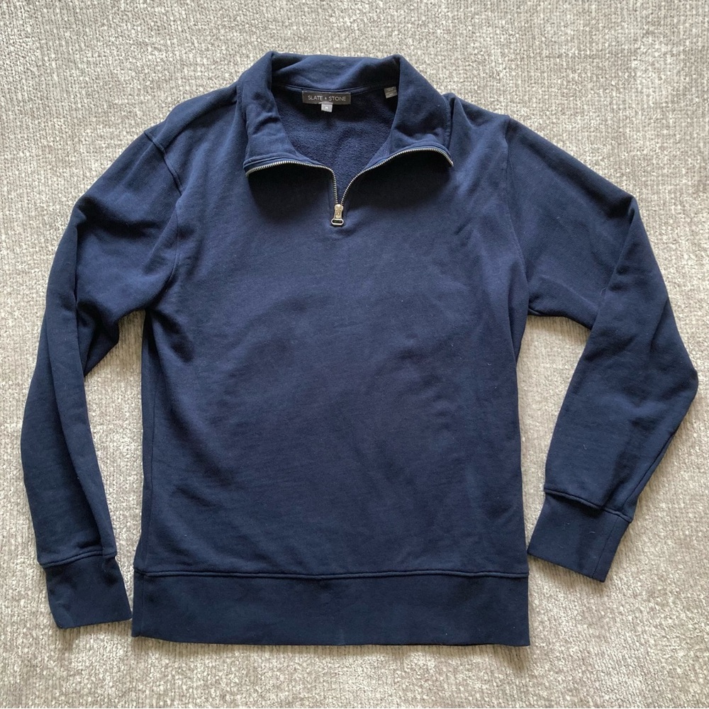 Slate & Stone Navy Quarter Zip Pullover Medium‎ Cotton Preppy Classic